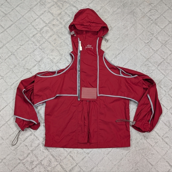 A Cold Wall Jacket Womens S Red Transformer Cold Shoulder Zip Hood Streetwear - Picture 1 of 16